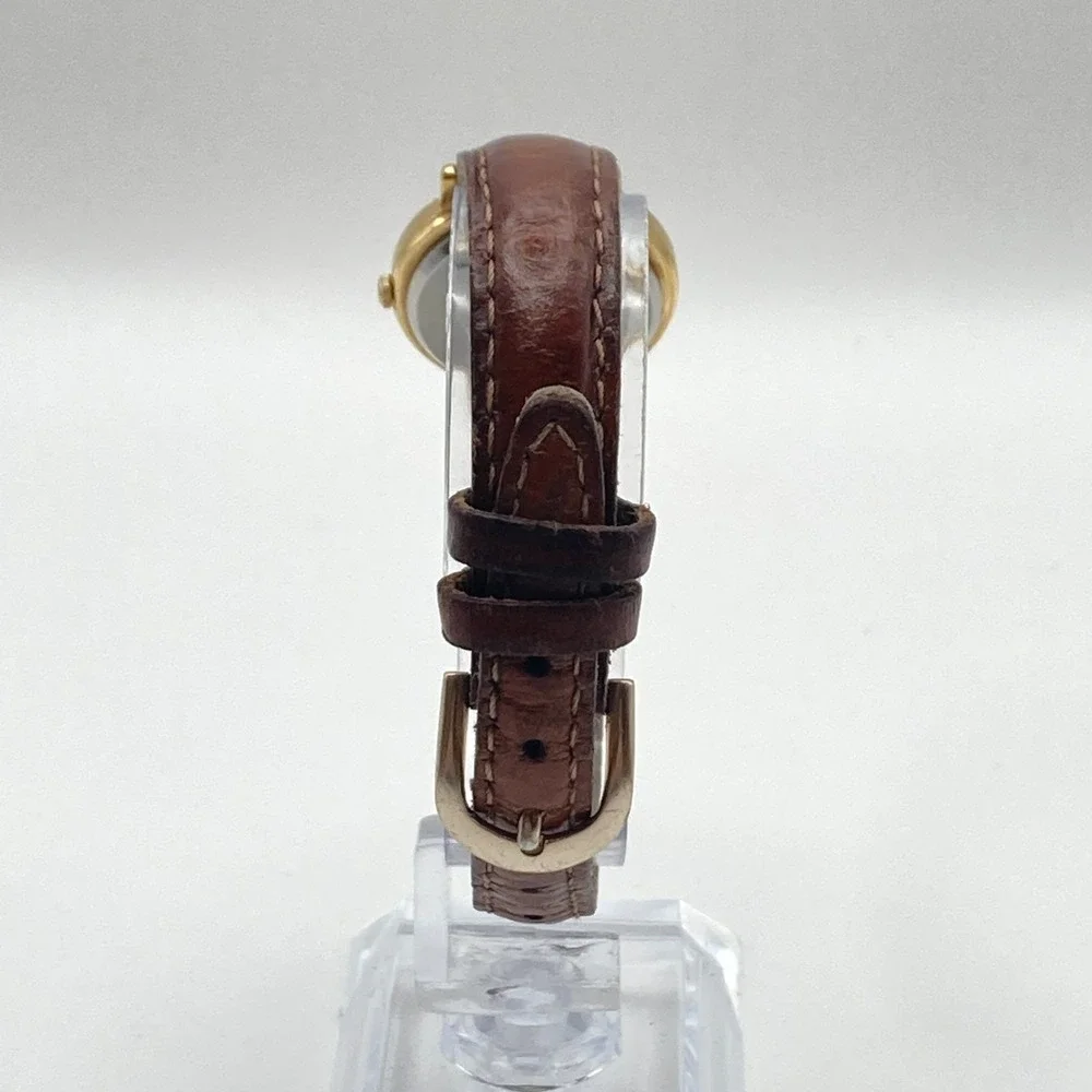 Vintage Lorus Women's Watch 24mm Gold Tone V811-1920 Brown Band New Battery 8.5